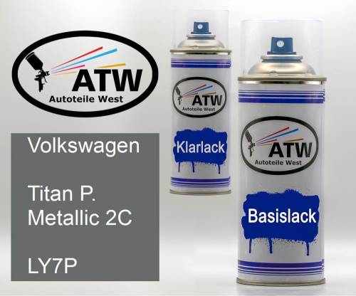 Volkswagen, Titan P. Metallic 2C, LY7P: 400ml Sprühdose + 400ml Klarlack - Set, von ATW Autoteile West.